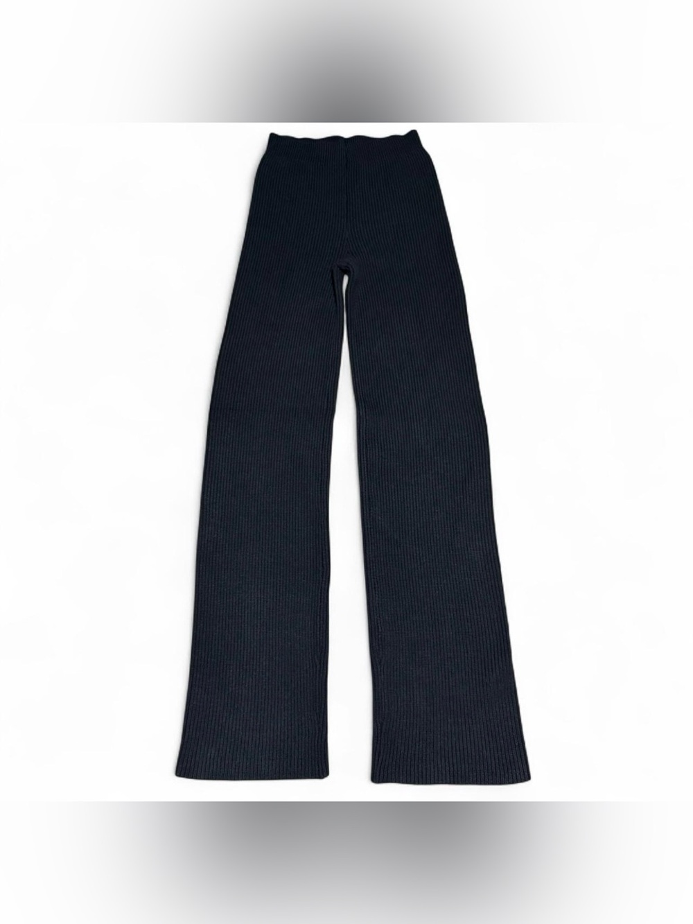 Naked Wardrobe Knit Ribbed Wide Leg Lounge Pants Black Size Medium